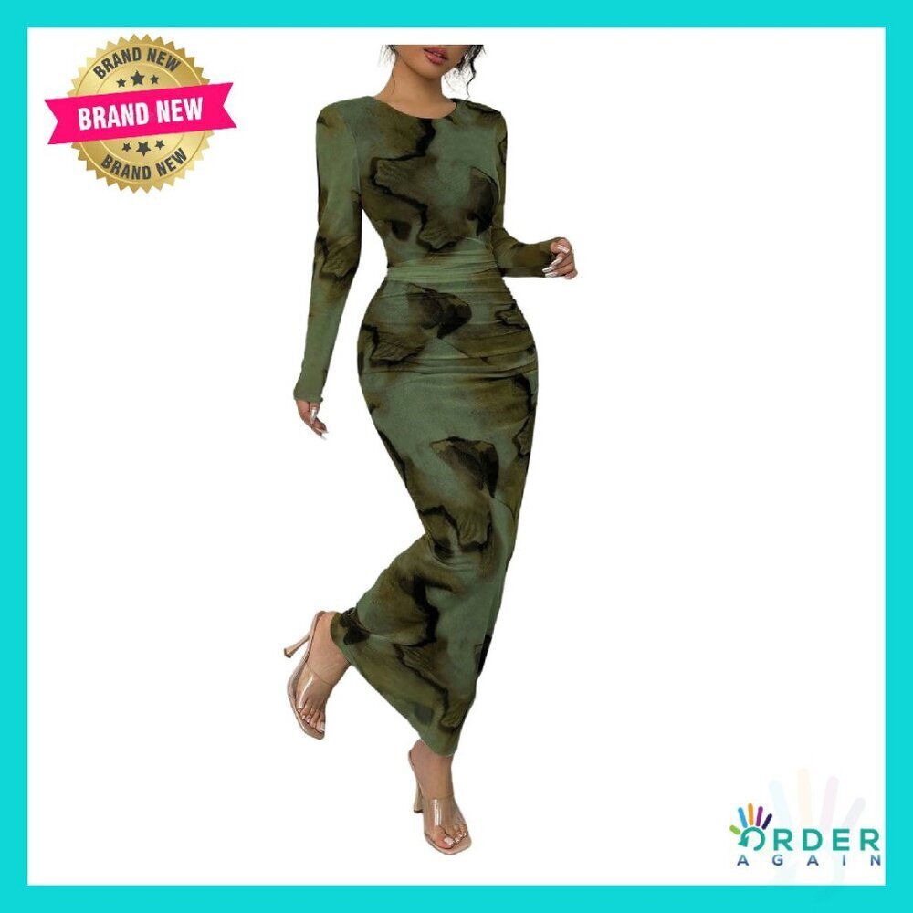 Mesh Long Sleeve Bodycon Maxi Dress Elegant Wedding Guest Party Formal